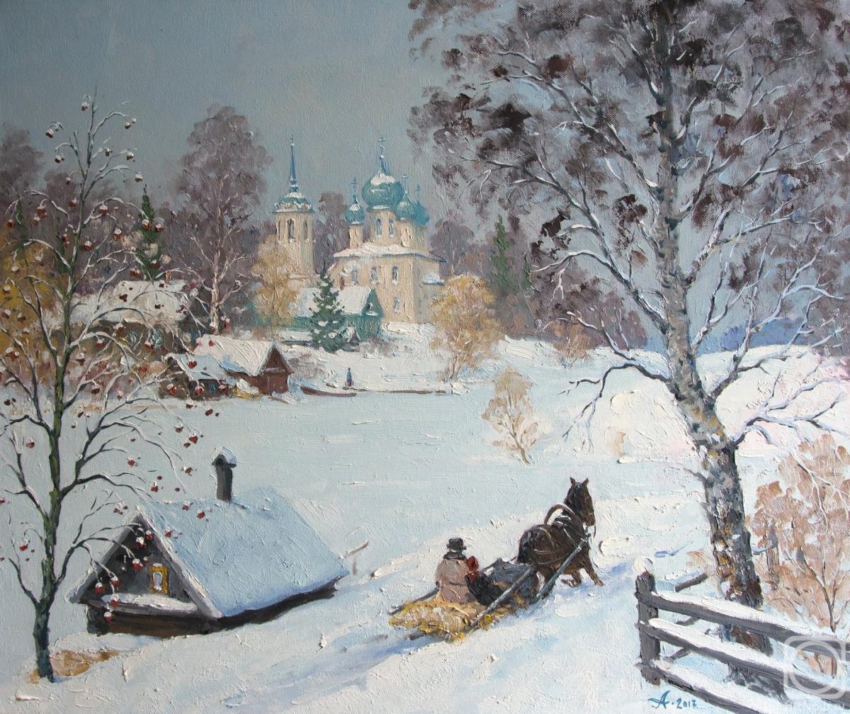 Alexandrovsky Alexander. Russian winter on Volkhov river