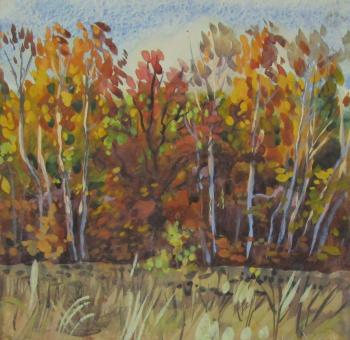 Oak and birches at the edge of the forest, October. Dobrovolskaya Gayane
