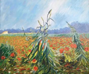 Green ears of wheat. Monet (copy). Bikova Yulia
