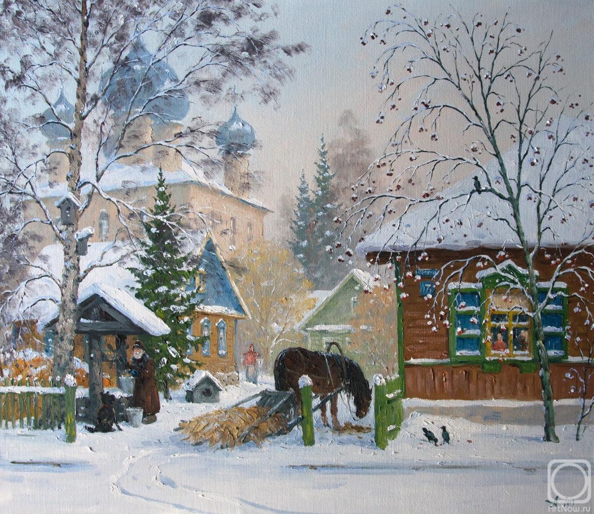 Художник Александр Александровский зима в Каргополе