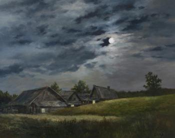 Moonlit night in the village. Dorofeev Sergey