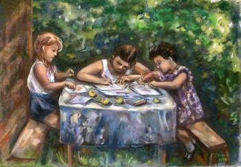 My childhood in the country (Drawing Pencils). Ripa Elena
