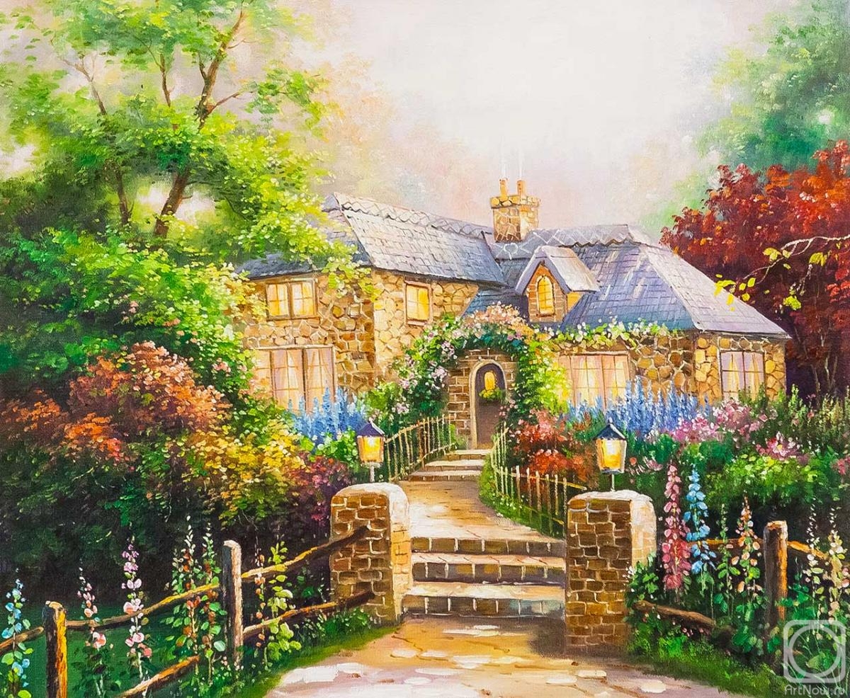 Romm Alexandr. A copy of Thomas Kinkade's painting. The House in the Mallows