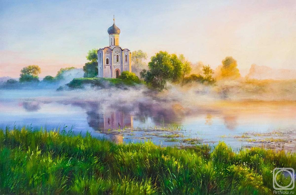 Romm Alexandr. Church of the Intercession on the Nerl. On a foggy morning