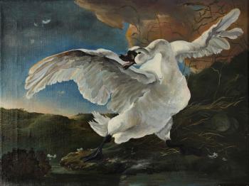 Copy of the painting "The Frightened Swan", by Jan Asselin