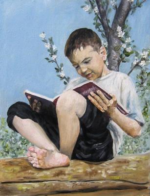 The boy, the book. Peschanaia Olga