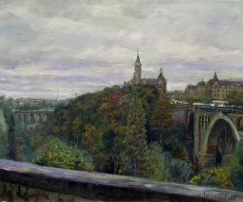 Petrusse Valley in Luxemburg. The Bank and the Bridges