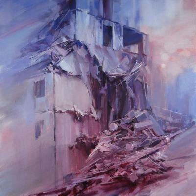Destruction in pink and blue