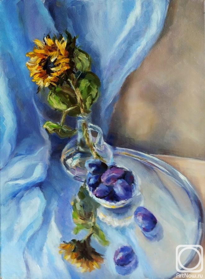 Nikolskaya Liudmila. Sunflower and plums