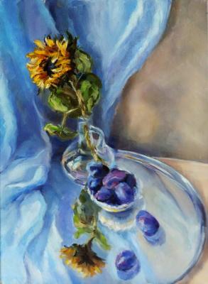 Sunflower and plums. Nikolskaya Liudmila