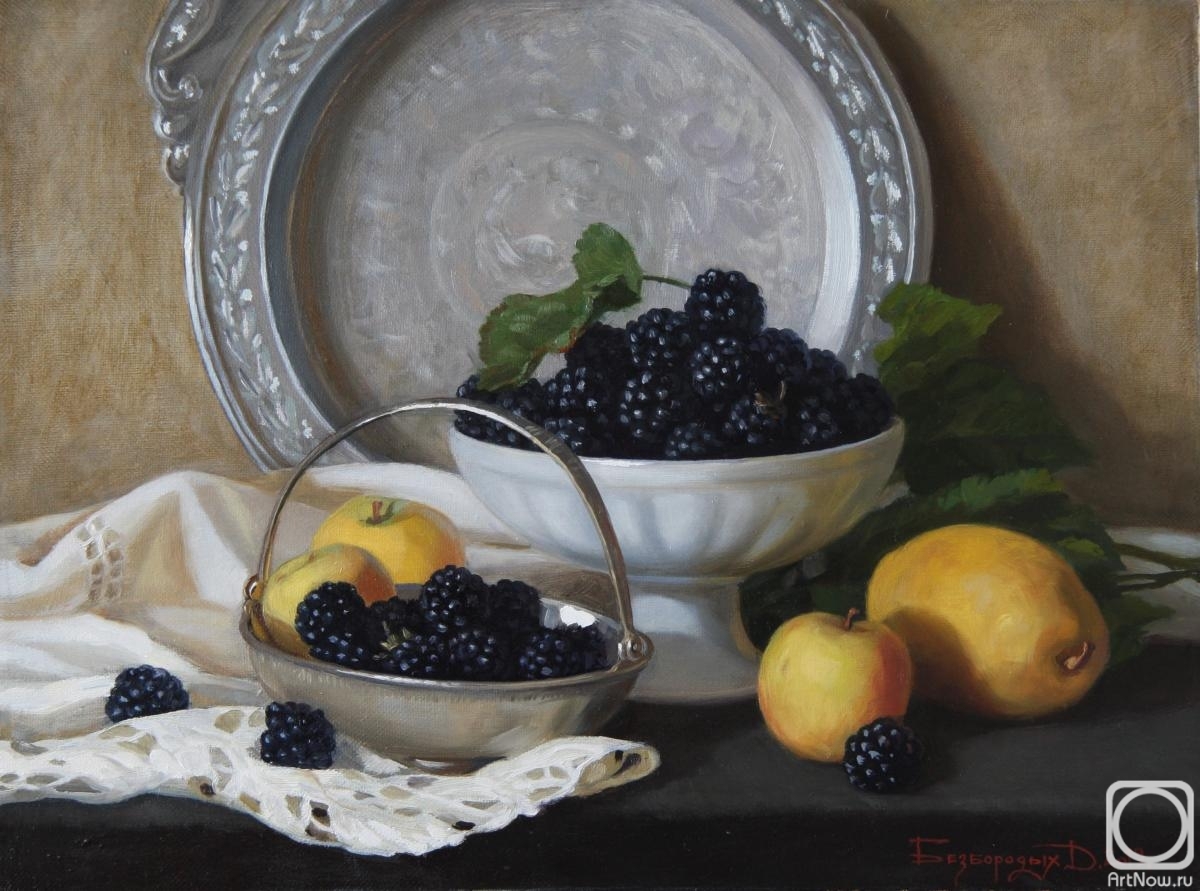 Bezborodykh Dina. Still life with blackberries