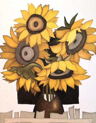   (Oil Painting With Sunflowers).  