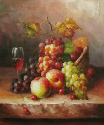 Still life with grapes and peaches. Osipov Maksim
