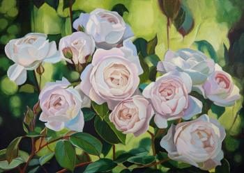 White roses in the garden. Vestnikova Ekaterina