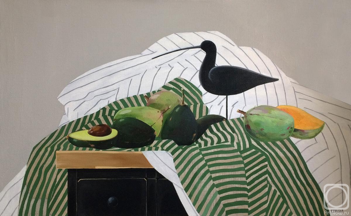 ������� ������ �� ������. ��������� ������. Mango and avocado. Still life in the bedroom