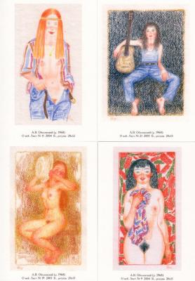 Postcards set No. 5 of "Nude graphic" (Print Graphics). Obolenskiy Alexandr