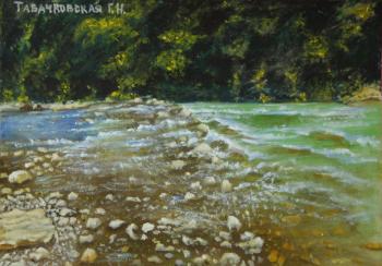 Mountain river. The river runs by pebbles. Kudryashov Galina
