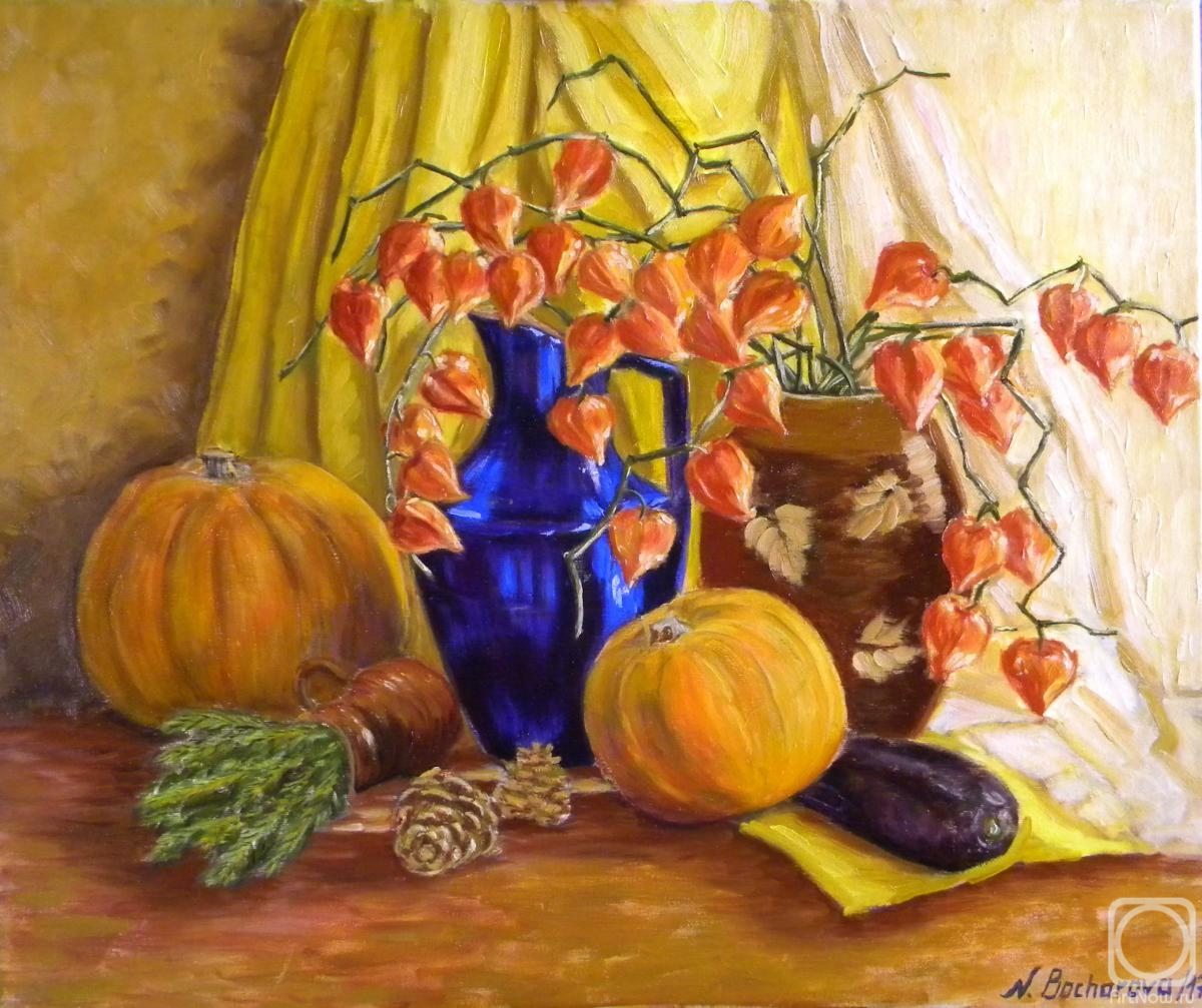 Charova Natali. Still life with rosemary and Cape gooseberries