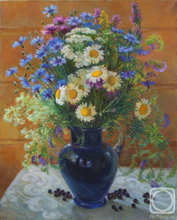 Shumakova Elena. Blue cornflowers in vase