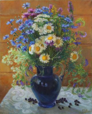 Shumakova Elena Valeryevna. Blue cornflowers in vase