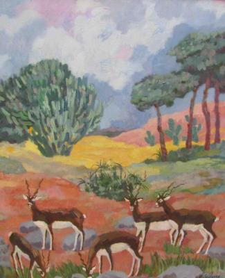 Swift-footed harns (Antelope Roe Deer). Moskaleva Irina