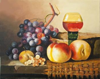 Still life with fruit and a glass of wine. Kugel Aleksandr