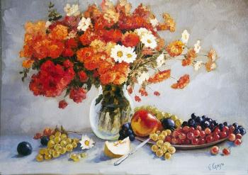 Still life with flowers and fruit. Kugel Aleksandr