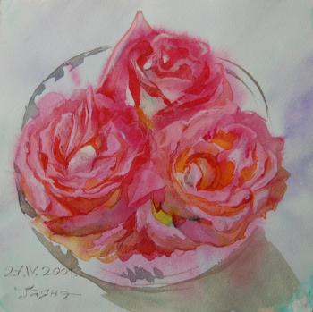 Roses in a crystal vase. Dobrovolskaya Gayane