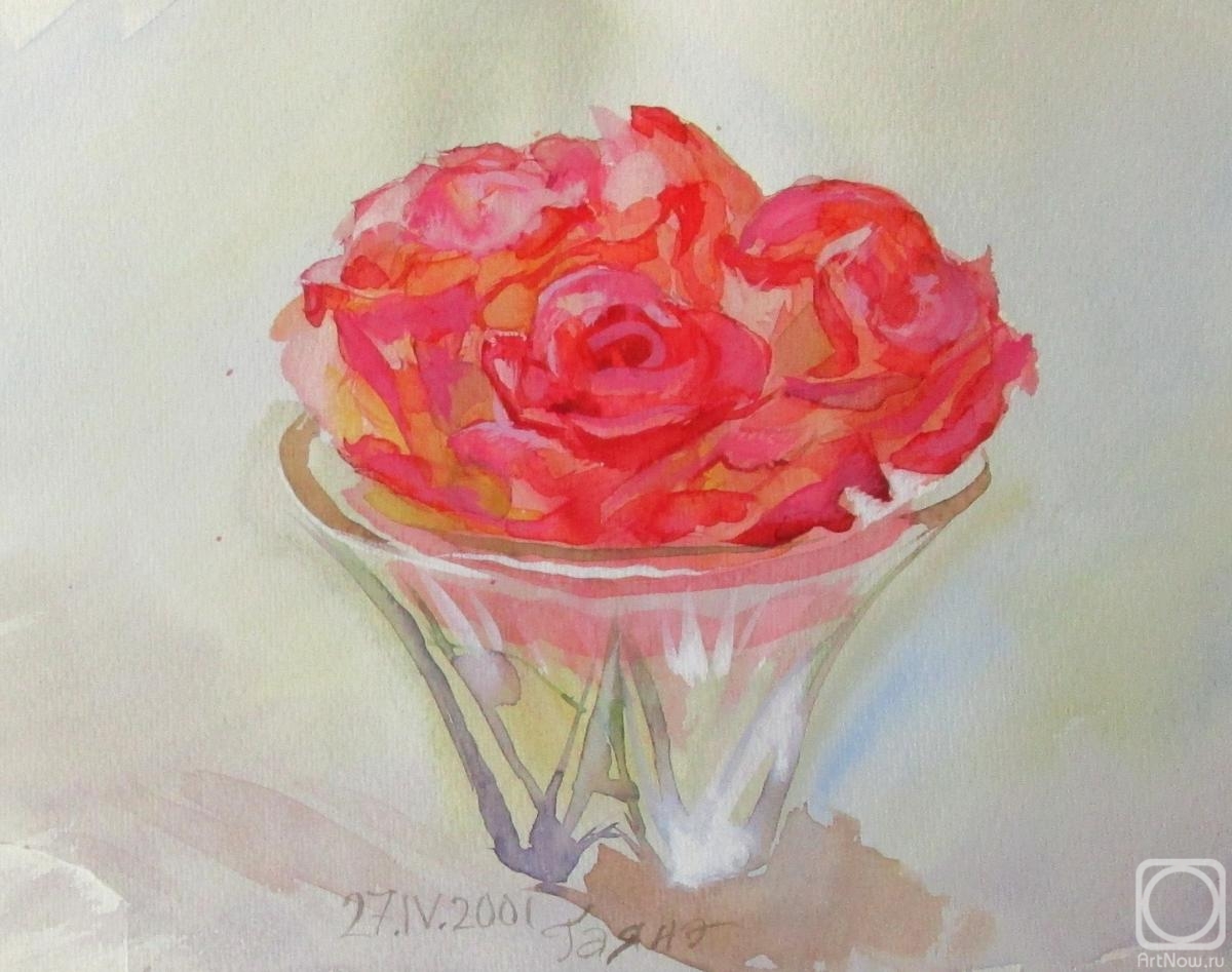 Dobrovolskaya Gayane. Roses in a crystal vase 2
