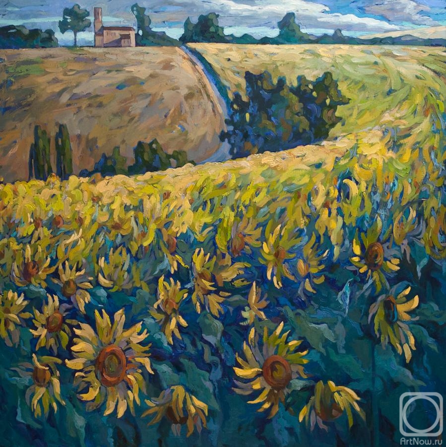 Goda Laima. At the edge of the sunflower field. France II