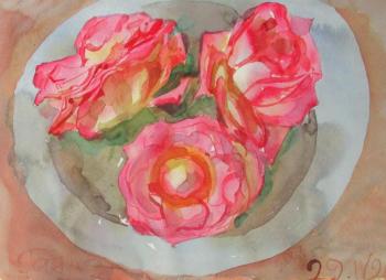 Roses in a plate (). Dobrovolskaya Gayane