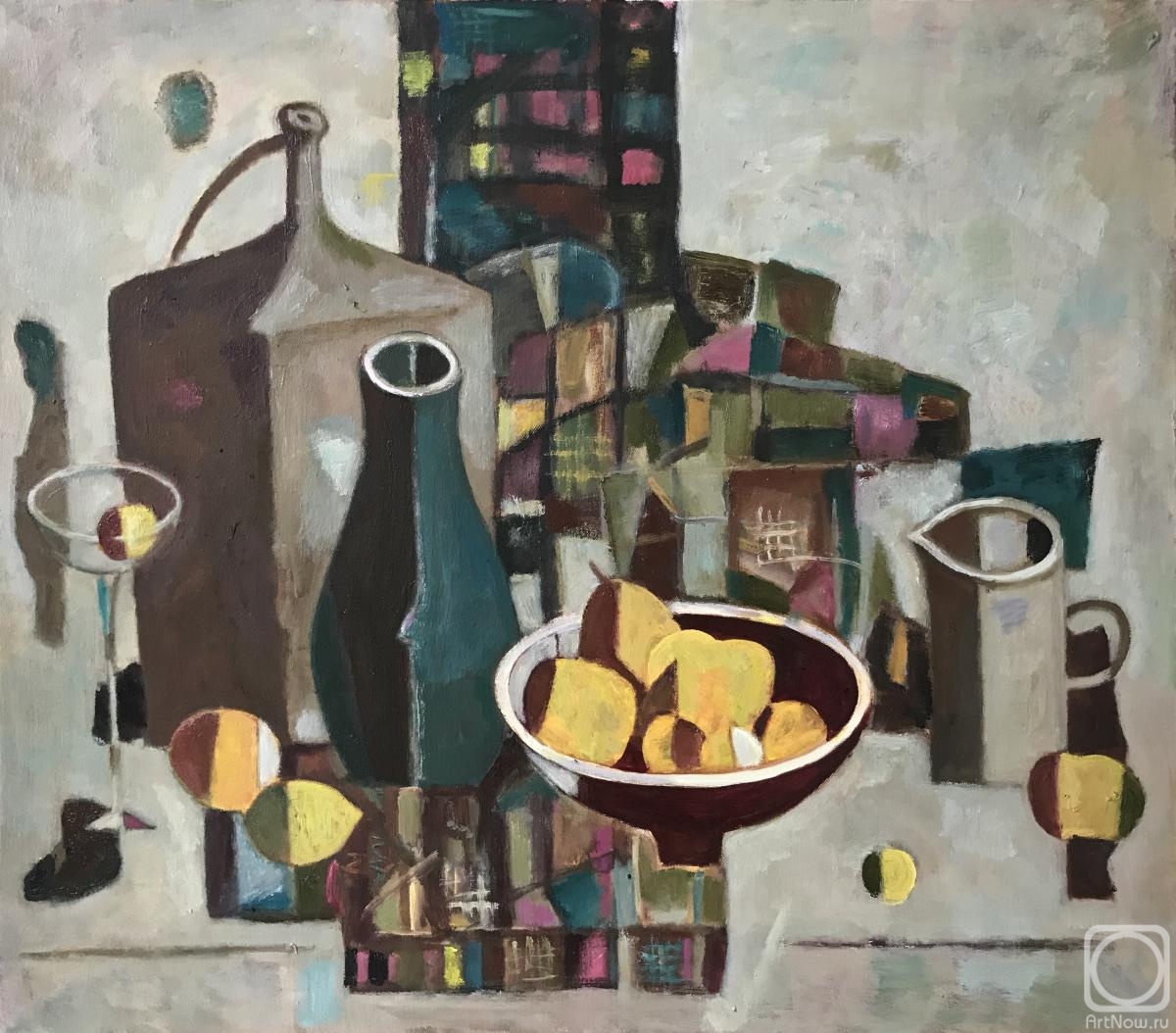 Bykov Sergey. Jug, fruits and a mug