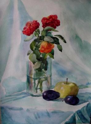 Etude with roses and plums. Tsebenko Natalia