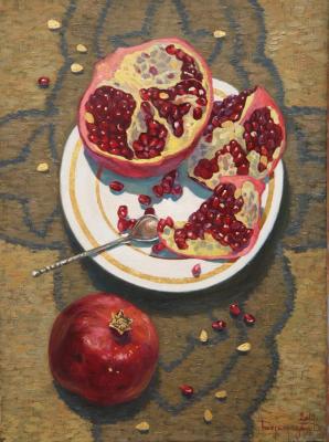 Pomegranate. Red and gold