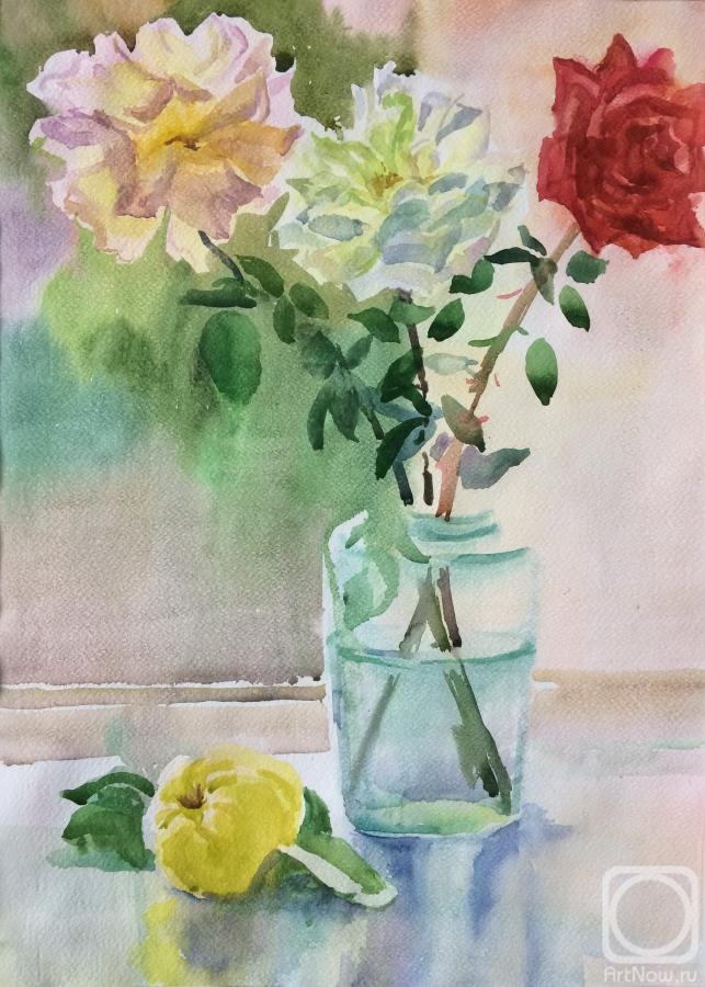 Tsebenko Natalia. Etude with roses and quince