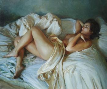 Nude with a silk drapery. Dragin Igor