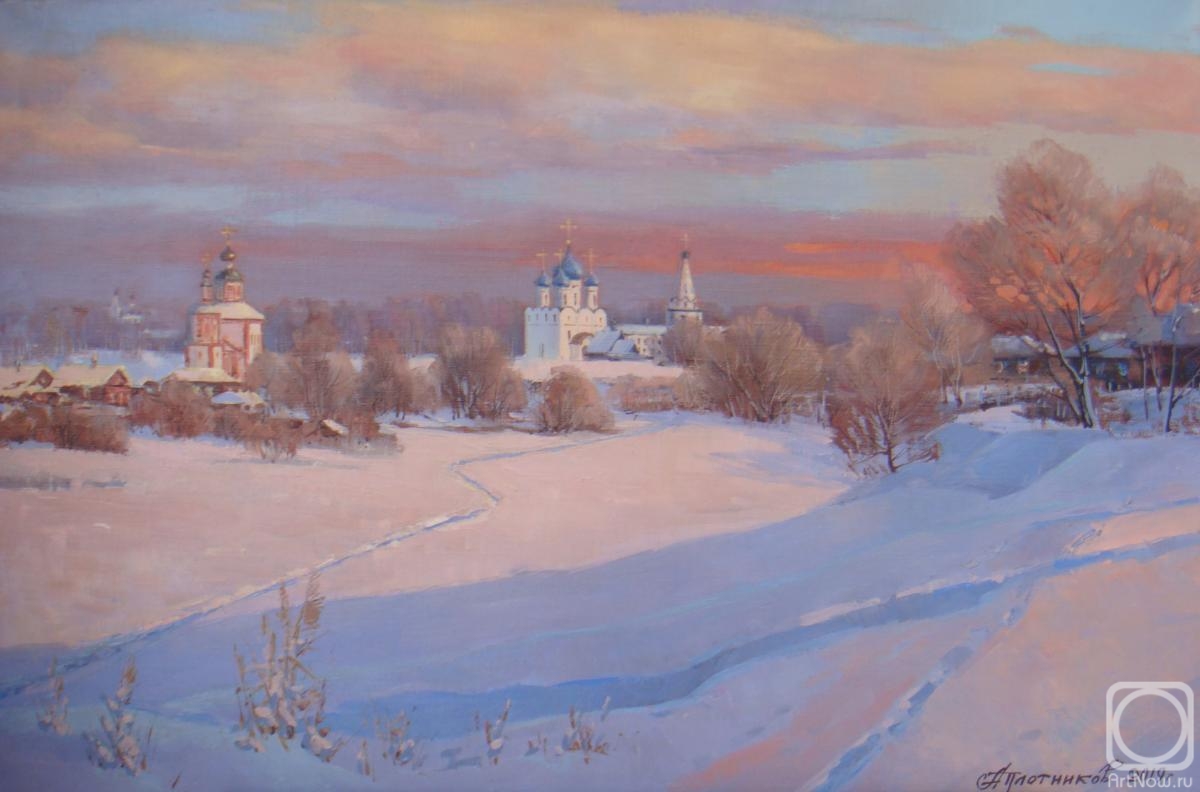 Plotnikov Alexander. Suzdal. Winter evening in Ilyinsky meadow