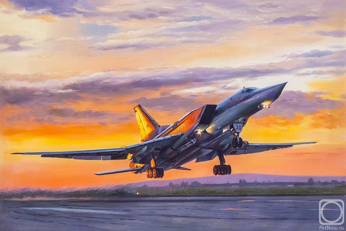 Kamskij Savelij. Tu-22 M3 airplane. Departing into the sunset