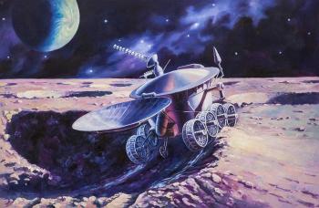 Copy of the painting by A. K. Sokolov. Through the crater (Moon Rover). Kamskij Savelij