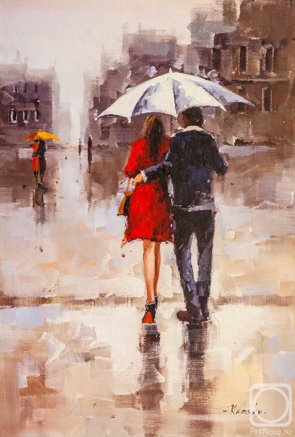 Kamskij Savelij. Lovers under a white umbrella