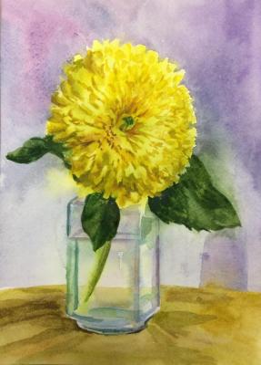 sketch with an autumn yellow flower. Tsebenko Natalia