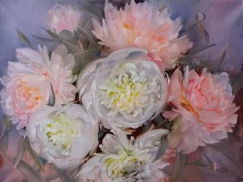 Seven delicate peonies