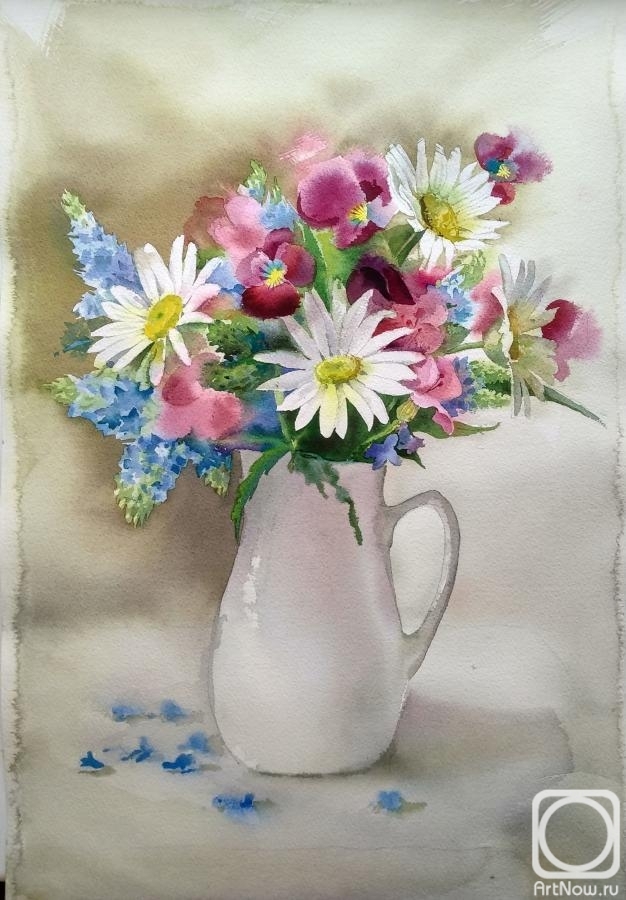 Trushkova Tatyana. Flowers in a white jug