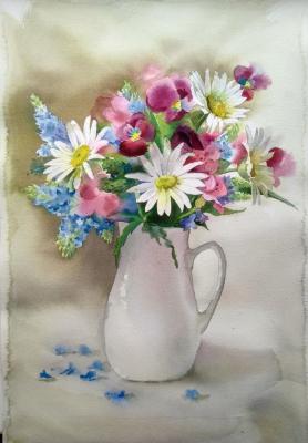 Flowers in a white jug. Trushkova Tatyana