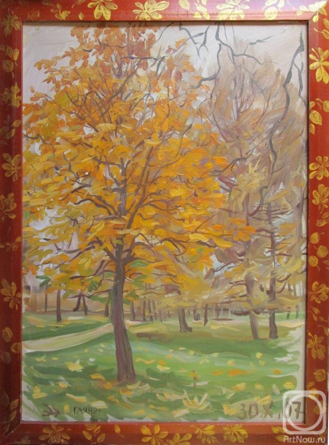 Dobrovolskaya Gayane. Larch and chestnut in a frame