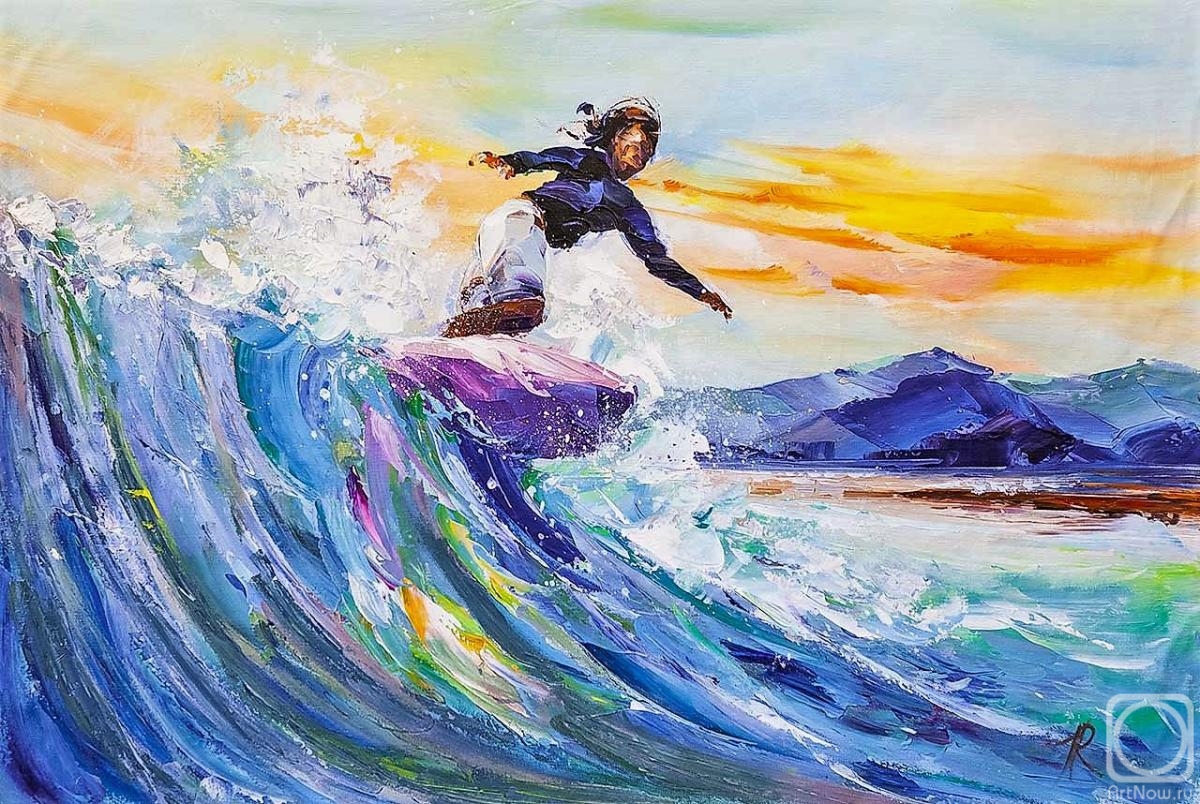 Rodries Jose. Surfing. On the crest of a sea wave