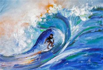 Surfing on the big waves. Rodries Jose