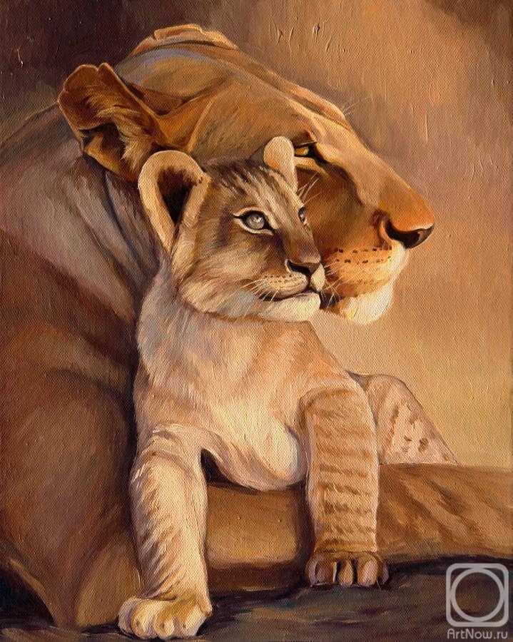 Vestnikova Ekaterina. A lioness with a lion cub