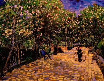 Street with flowering chestnut trees at Arles (with van Gogh COP.). Litvinov Valeriy