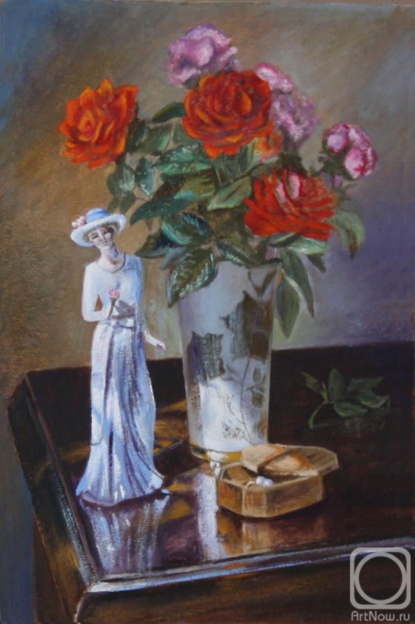 Kudryashov Galina. Porcelain figurine and roses